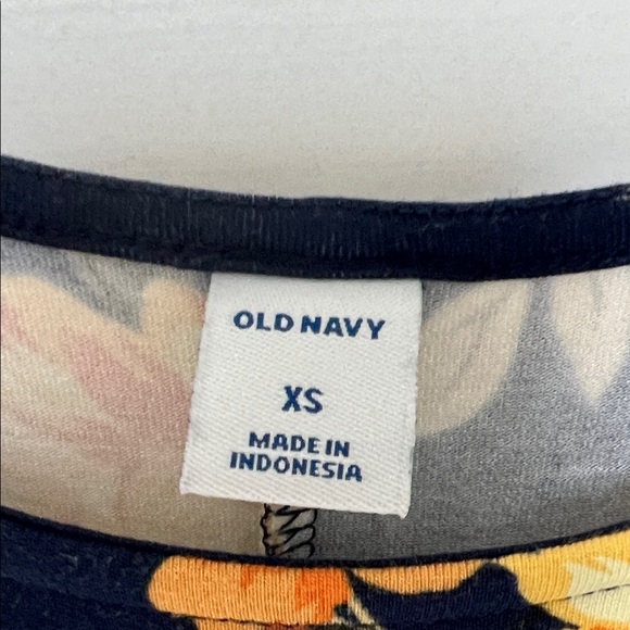 Old Navy Long Sleeve Dress with Floral Pattern in Blue and Orange - Picture 2 of 3